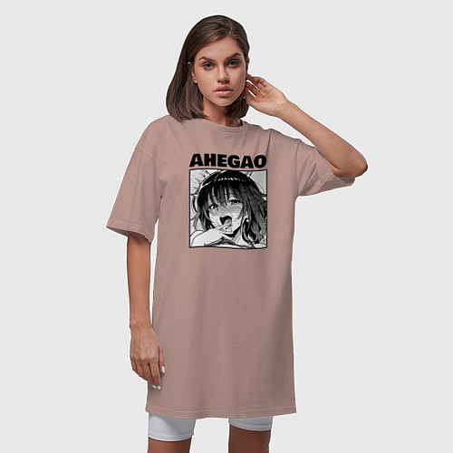 Женская футболка-платье Ахегао: девушка / Пыльно-розовый – фото 3