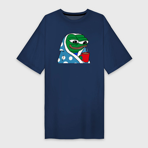 Женская футболка-платье Frog Pepe мем / Тёмно-синий – фото 1