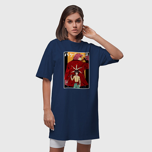 Женская футболка-платье Kumatetsu and Ren art / Тёмно-синий – фото 3