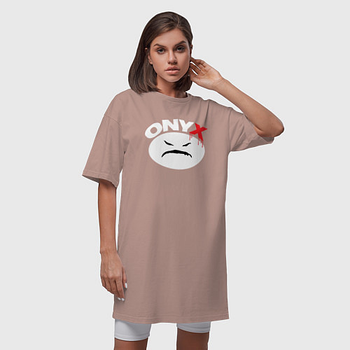 Женская футболка-платье Onyx logo white / Пыльно-розовый – фото 3