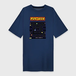 Футболка женская-платье Pac-Man на ZX-Spectrum, цвет: тёмно-синий