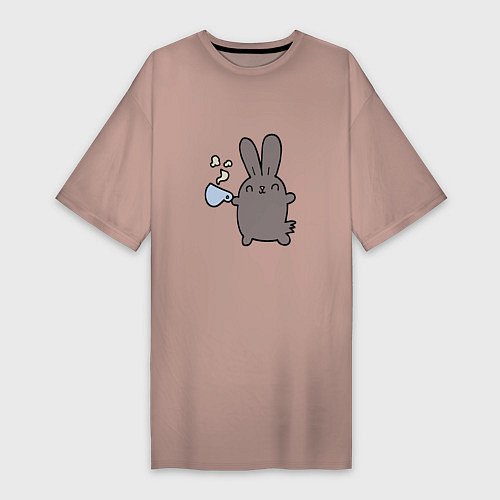 Женская футболка-платье Чайный кролик / Пыльно-розовый – фото 1