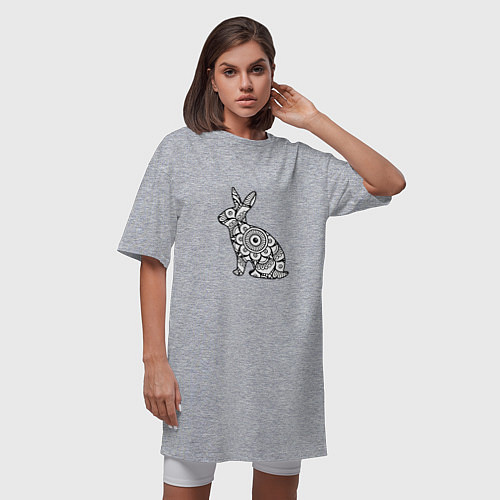 Женская футболка-платье Узорный кролик / Меланж – фото 3
