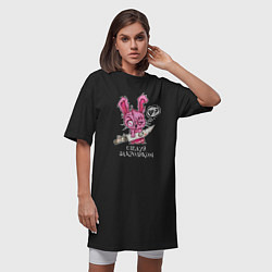 Футболка женская-платье Следуй за кроликом, кролик зомби, цвет: черный — фото 2