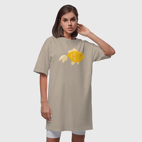 Женская футболка-платье Золотая рыбкa / Миндальный – фото 3