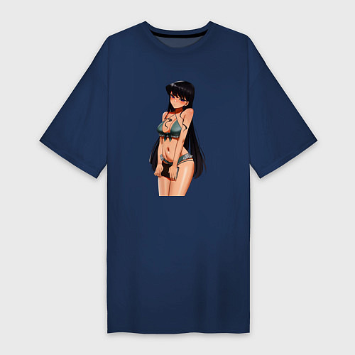 Женская футболка-платье Коми сан в купальнике / Тёмно-синий – фото 1
