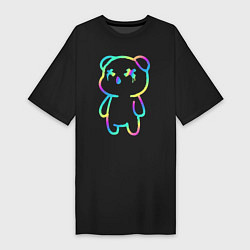 Футболка женская-платье Cool neon bear, цвет: черный