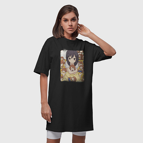 Женская футболка-платье Милашка Хотару - Деревенская глубинка / Черный – фото 3