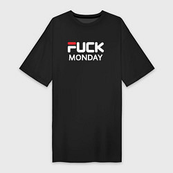 Футболка женская-платье Fuck monday, fila, anti-brand, цвет: черный