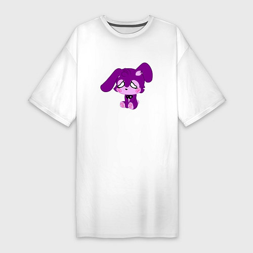Женская футболка-платье Фиолетовый зайка / Белый – фото 1