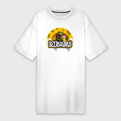 Женская футболка-платье Динозавр с пивом-Beersaurus