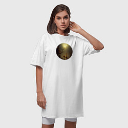 Футболка женская-платье Полная луна над туманным замком, цвет: белый — фото 2