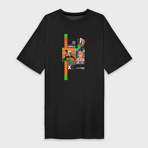 Женская футболка-платье Denji человек-бензопила / Черный – фото 1