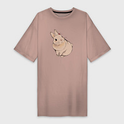 Женская футболка-платье Милый кролик гуашью