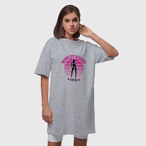 Женская футболка-платье Сексуальная мама / Меланж – фото 3