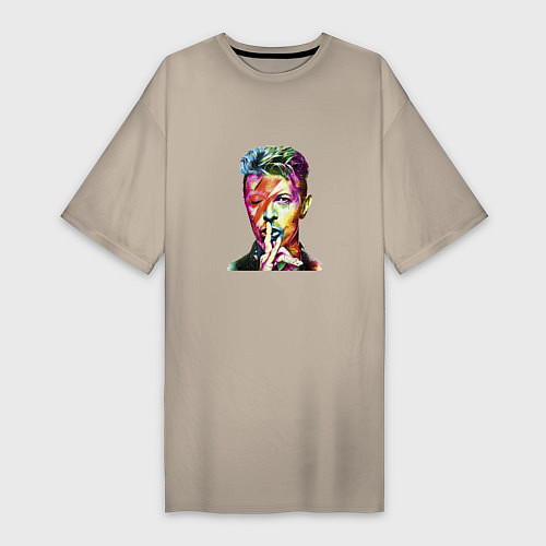 Женская футболка-платье David Bowie singer / Миндальный – фото 1