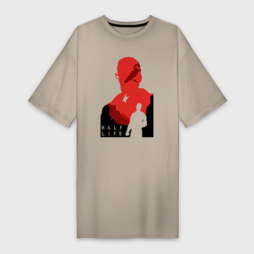 Женская футболка-платье Half life - Freeman / Миндальный – фото 1