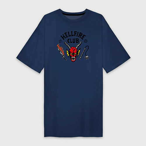 Женская футболка-платье Hellfire сlub art / Тёмно-синий – фото 1