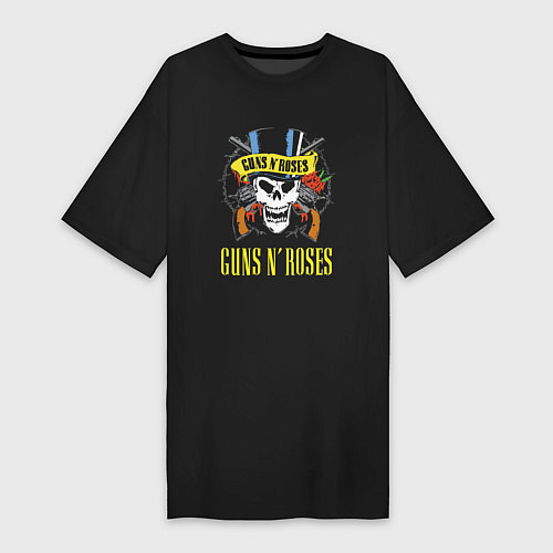Женская футболка-платье Guns n roses Skull / Черный – фото 1