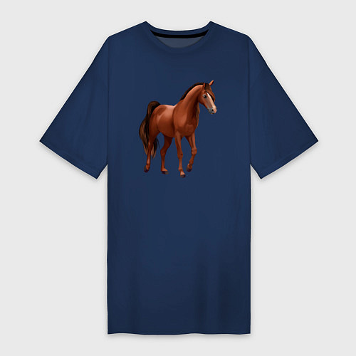 Женская футболка-платье Тракененская лошадь / Тёмно-синий – фото 1