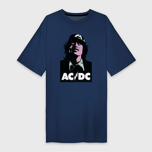 Женская футболка-платье Angus young - ACDC / Тёмно-синий – фото 1