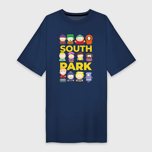Женская футболка-платье Южный парк персонажи / Тёмно-синий – фото 1
