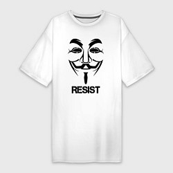 Футболка женская-платье Guy Fawkes - resist, цвет: белый