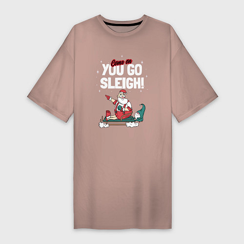 Женская футболка-платье Come on you go sleigh / Пыльно-розовый – фото 1