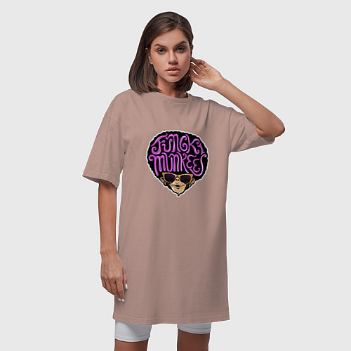 Женская футболка-платье Funky monkey / Пыльно-розовый – фото 3