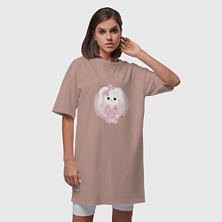 Футболка женская-платье Зайка в пижаме, цвет: пыльно-розовый — фото 2