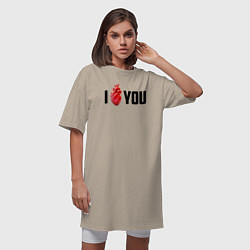 Футболка женская-платье I love you - прикол, цвет: миндальный — фото 2