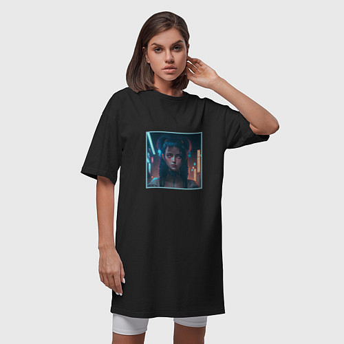 Женская футболка-платье Темные грезы Найт Сити / Черный – фото 3