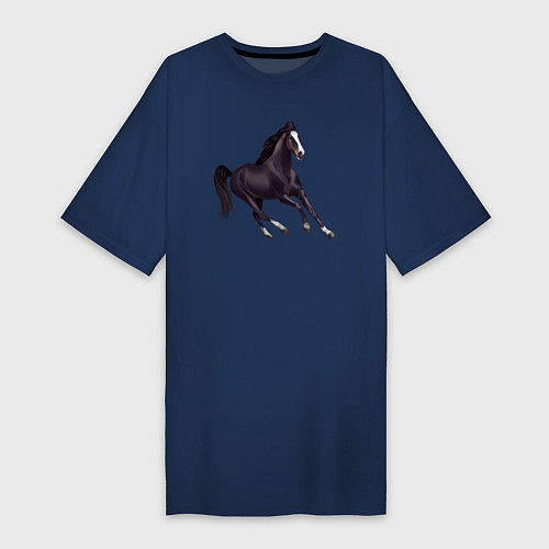 Женская футболка-платье Марварская лошадь / Тёмно-синий – фото 1