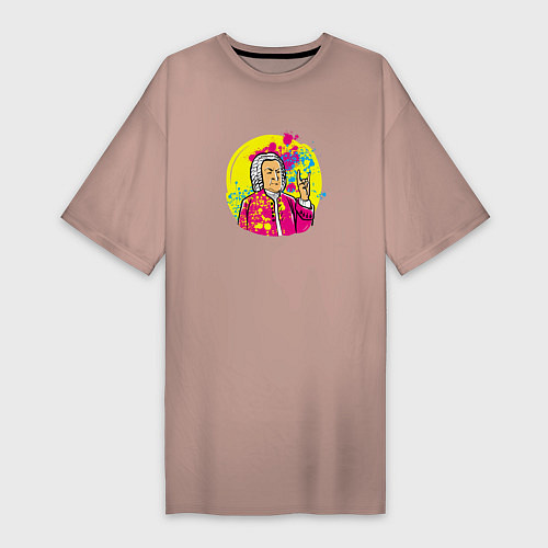 Женская футболка-платье Бах жив / Пыльно-розовый – фото 1
