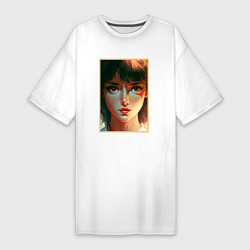 Женская футболка-платье Чарующий портрет девушки
