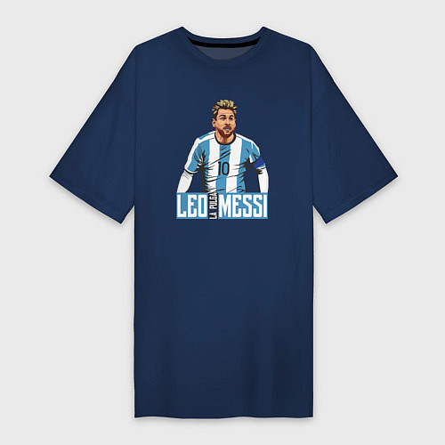 Женская футболка-платье Messi la pulga / Тёмно-синий – фото 1