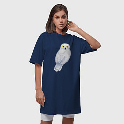 Футболка женская-платье Белая полярная сова, цвет: тёмно-синий — фото 2