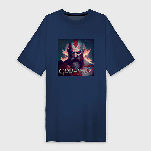 Женская футболка-платье Кратос, бог войны / Тёмно-синий – фото 1