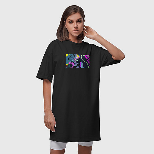 Женская футболка-платье Ребекка в ярости - Cyberpunk Edgerunners / Черный – фото 3