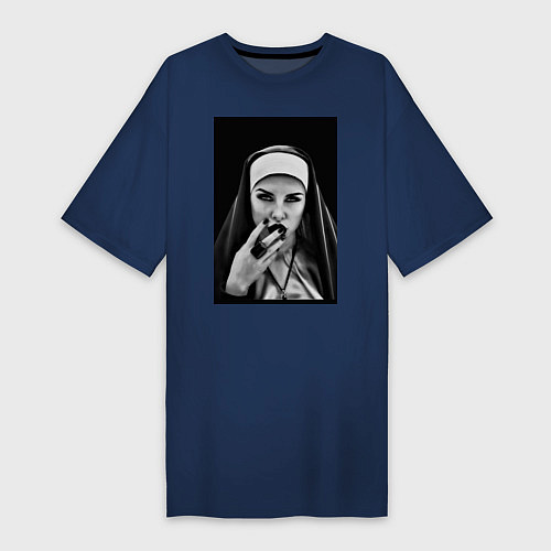 Женская футболка-платье Готическая монахиня / Тёмно-синий – фото 1