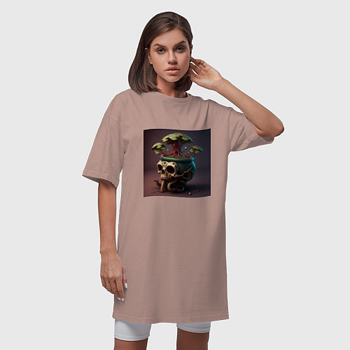 Женская футболка-платье Сказочный пень / Пыльно-розовый – фото 3