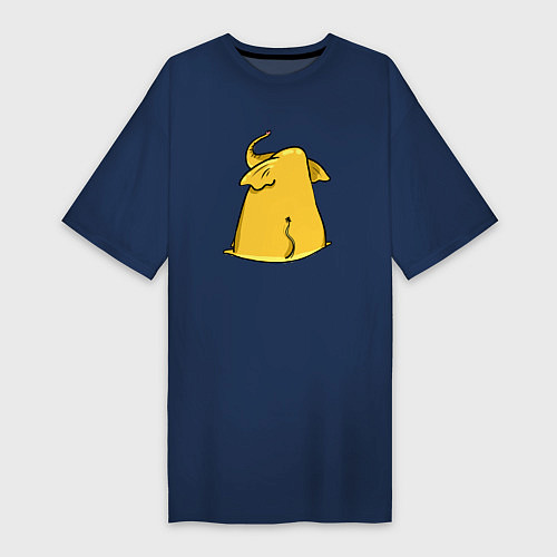 Женская футболка-платье Желтый слон обиделся / Тёмно-синий – фото 1
