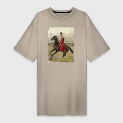 Футболка женская-платье Николай II на коне, цвет: миндальный