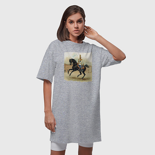 Женская футболка-платье Николай II на коне на дворцовой площади / Меланж – фото 3