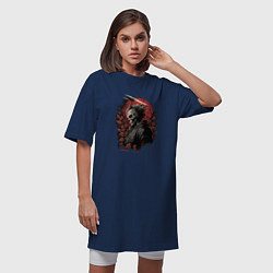 Футболка женская-платье Череп самурая, цвет: тёмно-синий — фото 2