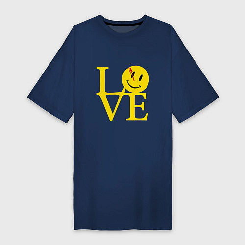 Женская футболка-платье Smile love / Тёмно-синий – фото 1