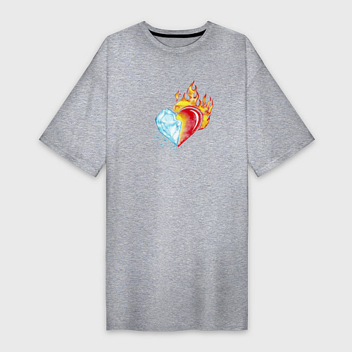 Женская футболка-платье Лёд и пламя Сердце / Меланж – фото 1