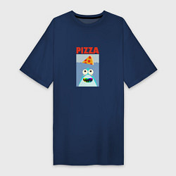 Футболка женская-платье Pizza jaws, цвет: тёмно-синий