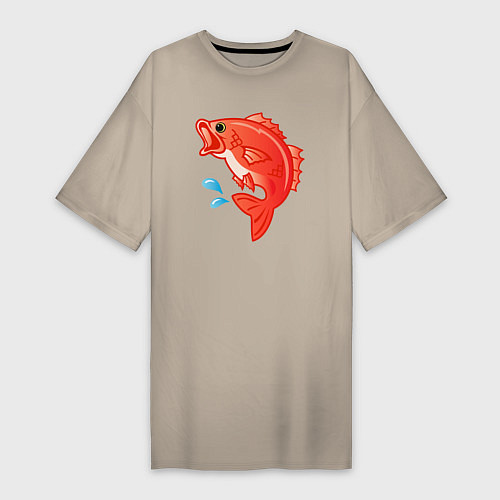 Женская футболка-платье Красный лещ морской / Миндальный – фото 1