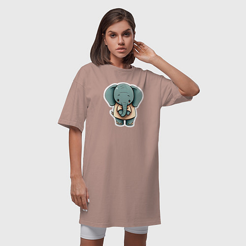 Женская футболка-платье Слоник в футболке / Пыльно-розовый – фото 3